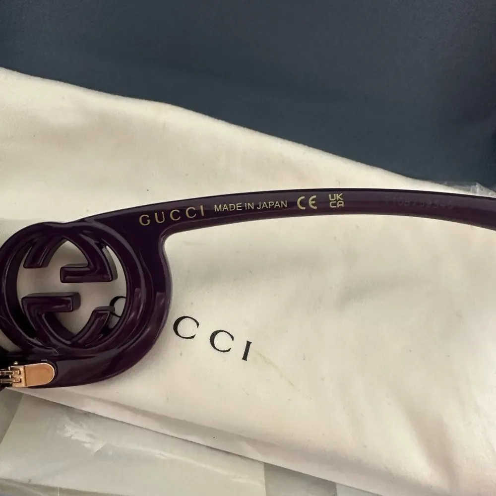 New Gucci Dark Purple Square Glasses